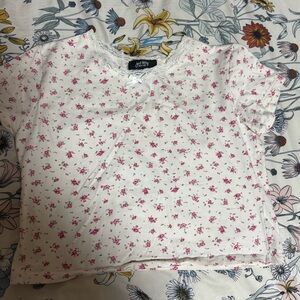 Floral Shirt - Pink and White